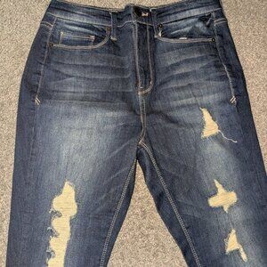 ripped blue skinny jeans high waist